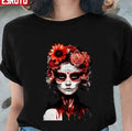 Red Catrina Day Of The Dead Flower Mexico Unisex T-shirt