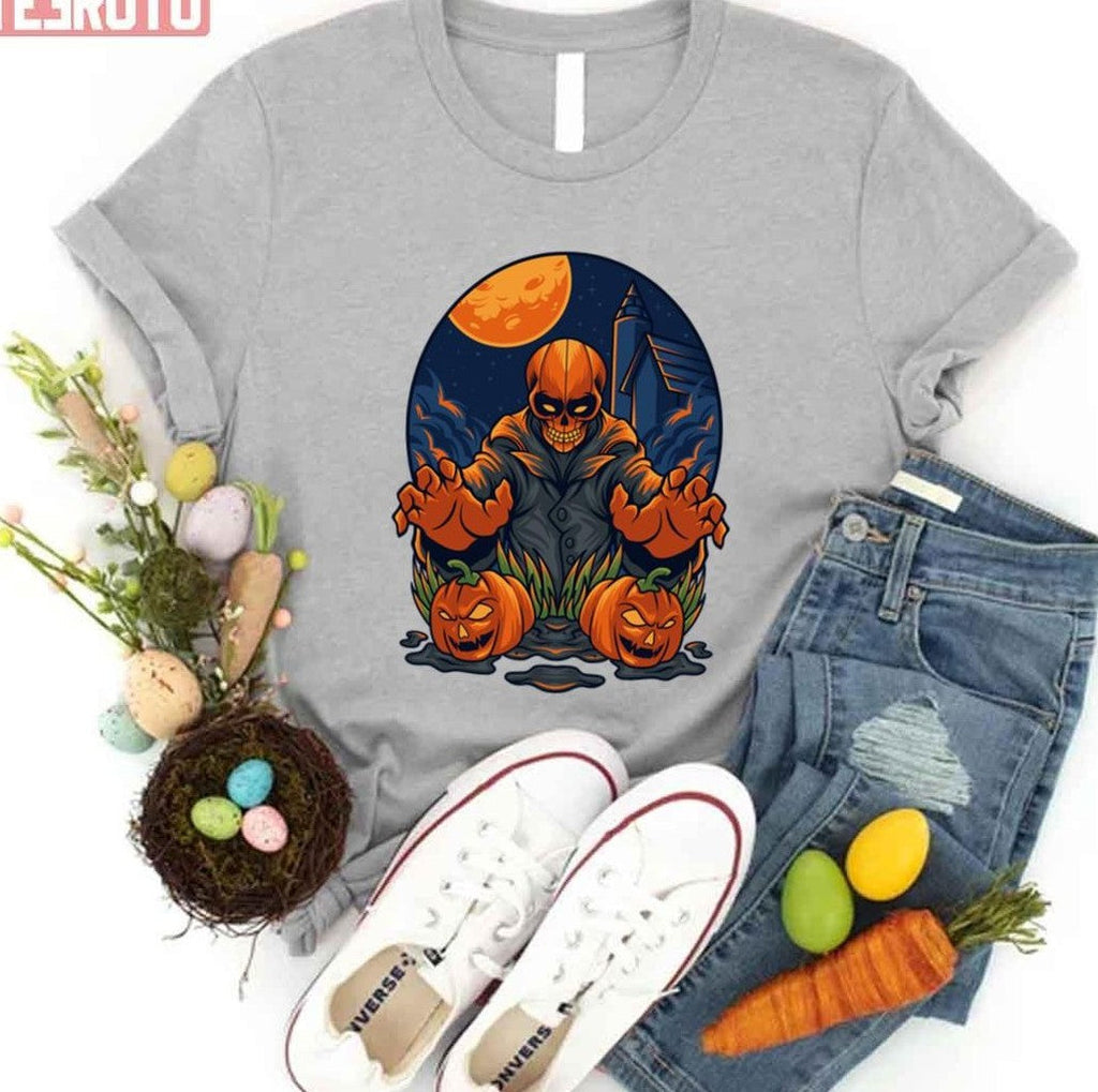 Pumpkin Skull Halloween Vintage Art Unisex T-Shirt