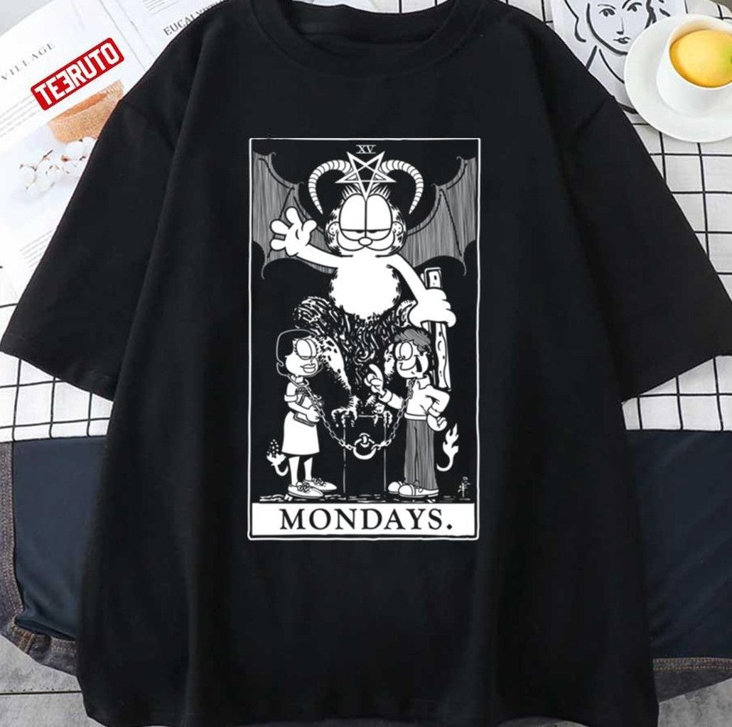 Mondays White Ink Garfield Tarot Unisex T-shirt