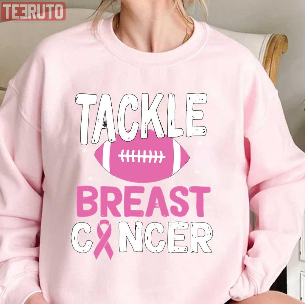 Tackle Breast Cancer Awareness American Football Ball Pink Ribbon Supporters Unisex T-Shirt