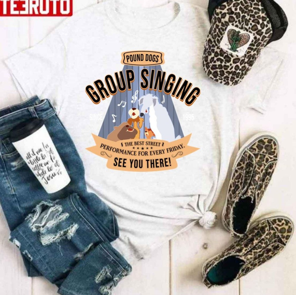 Pound Dogs Group Singing Lady And The Tramp Unisex Hoodie
