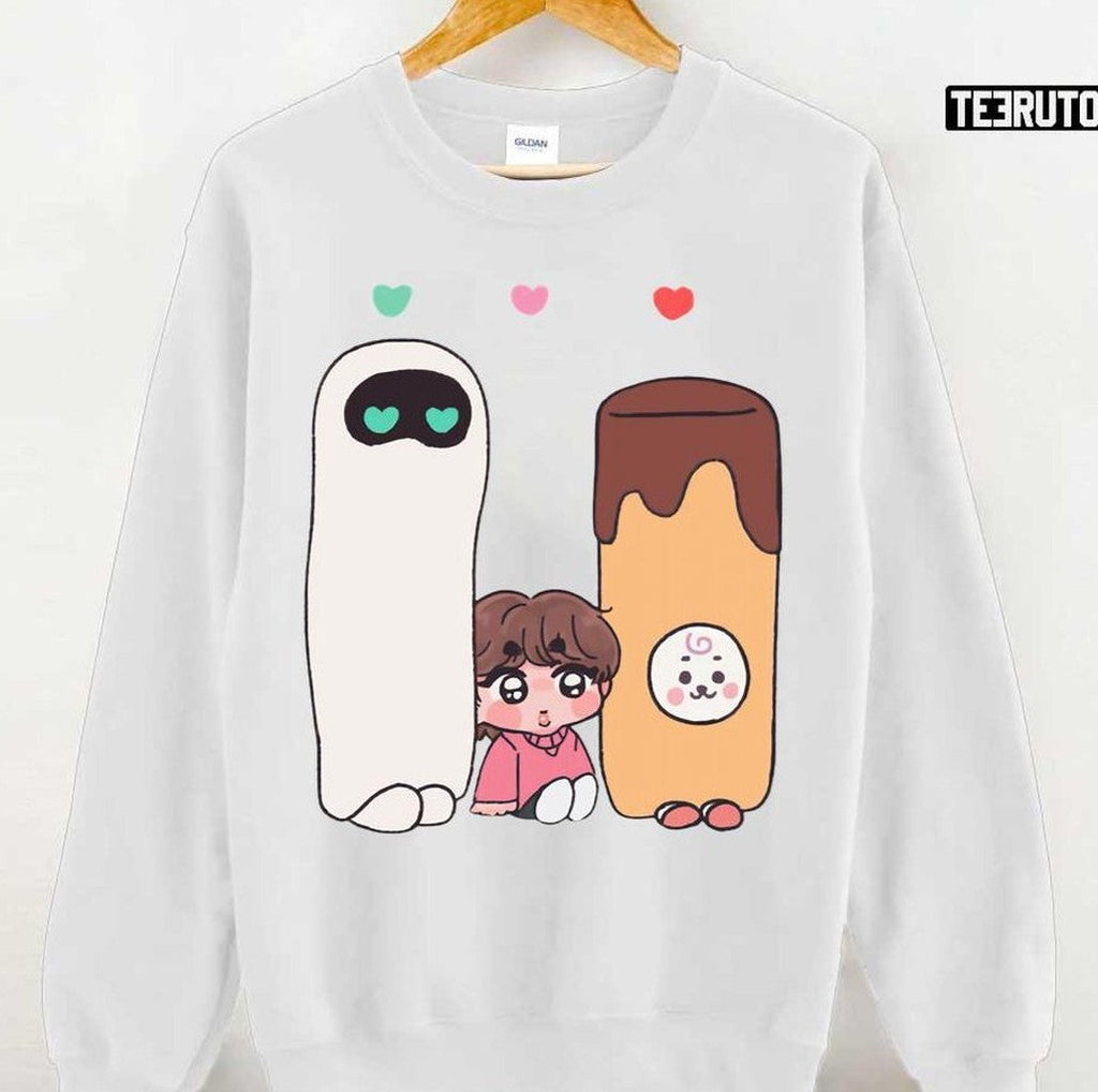 Rj, Wooteo With Bts Jin The Astronaut Chibi ArtUnisex Hoodie