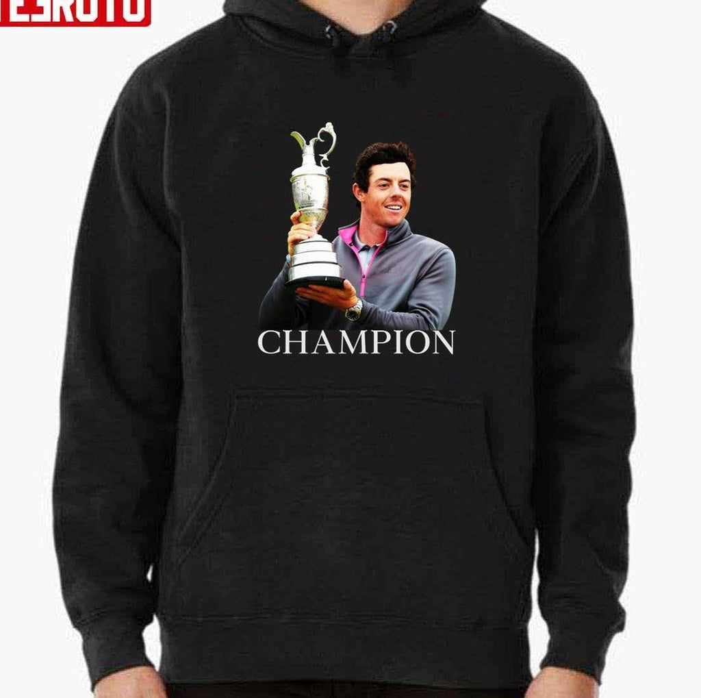 Rory Mcilroy The Open Champion White Text On Black Unisex T-shirt