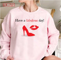 Red Black Pattern With Lips And Stiletto Heels Unisex Sweatshirt