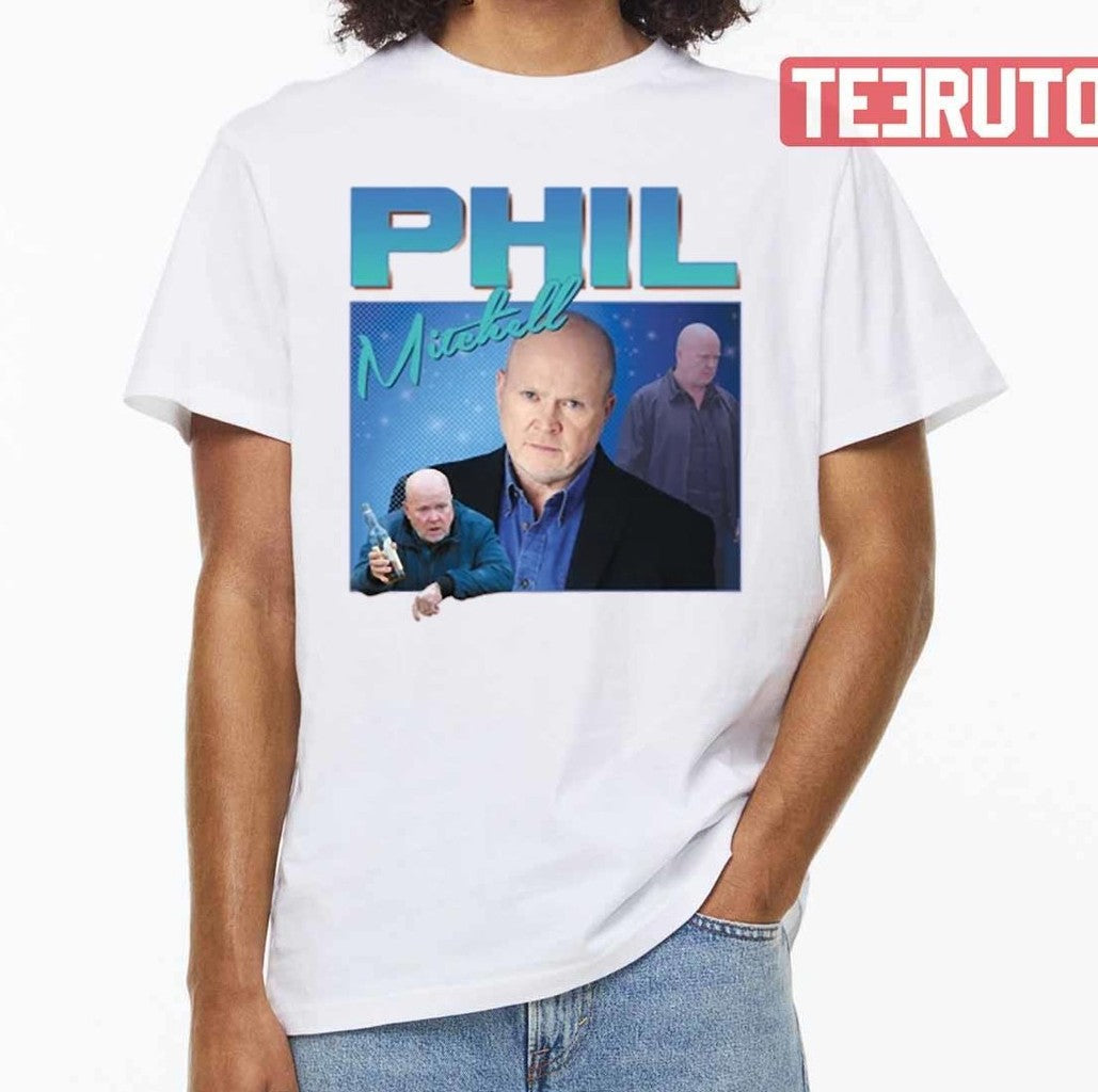 Phil Mitchell Homage Funny Uk Tribute Tv Fan 90s Legend Unisex T-shirt