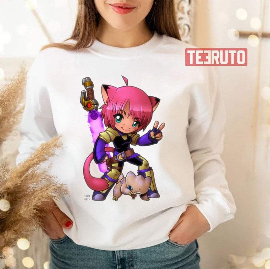 Teeny Blade Kitten Pink Hair Unisex T-Shirt