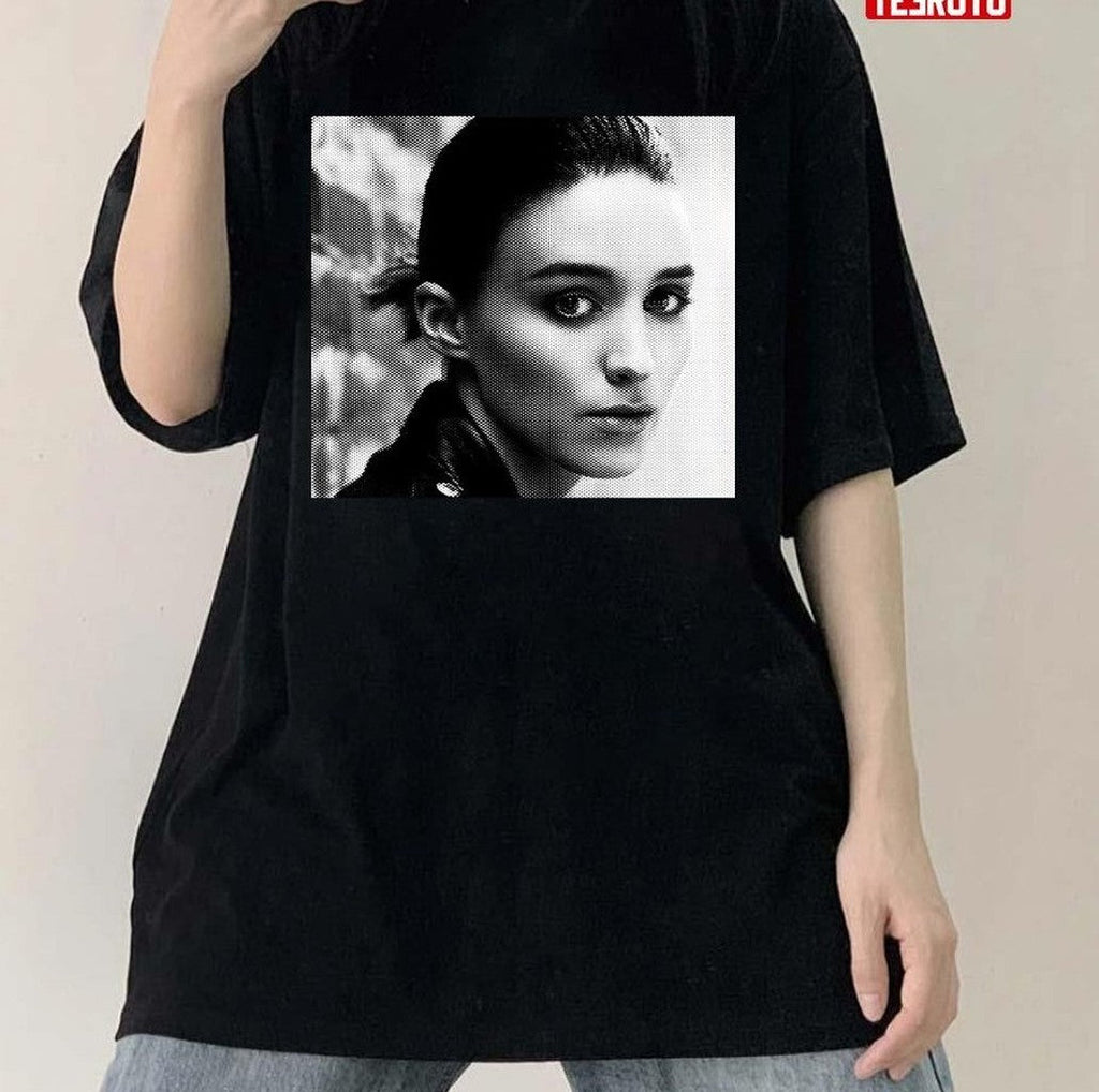 Rooney Mara Black And White Portrait Unisex T-Shirt