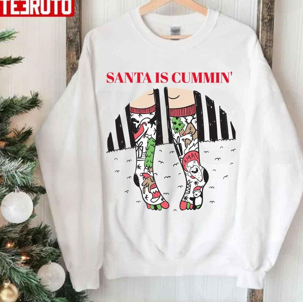 Santa Is Cummin' Inappropriate Christmas Unisex Sweatshirt