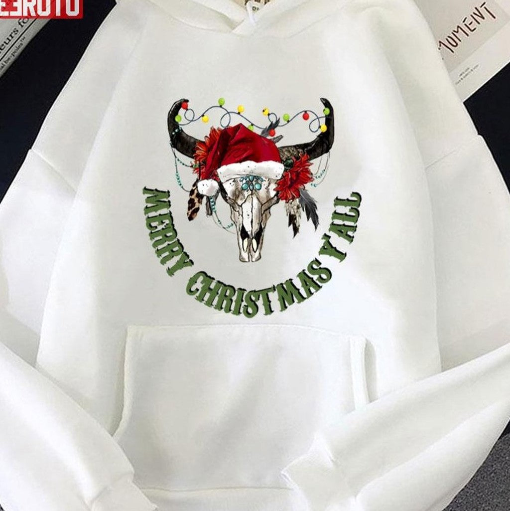Santa Deer Merry Christmas Y'all Vintage Unisex Sweatshirt