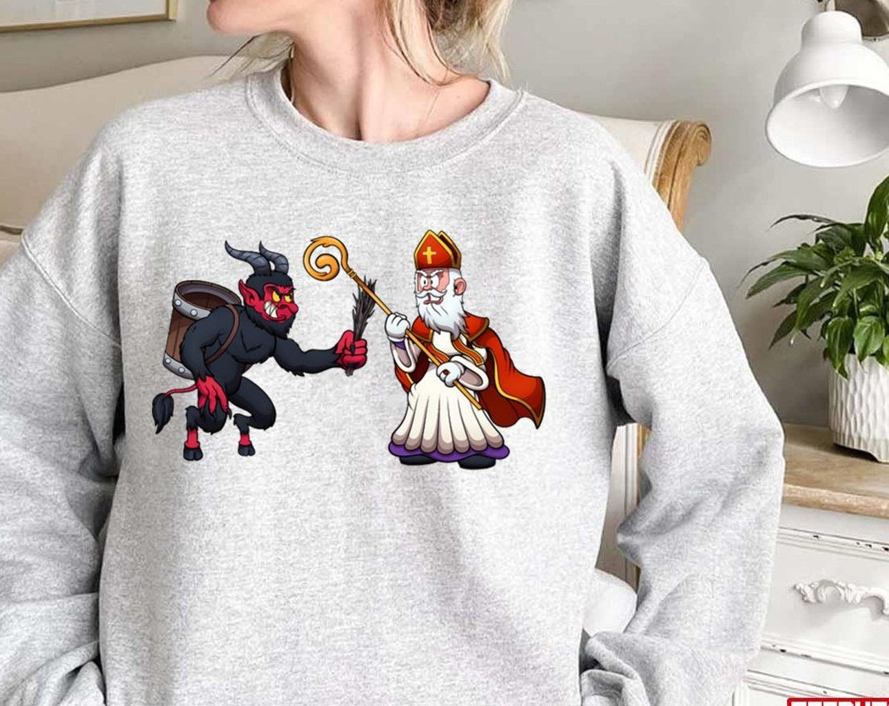 Saint Nicholas Vs Krampus Christmas Unisex Sweatshirt