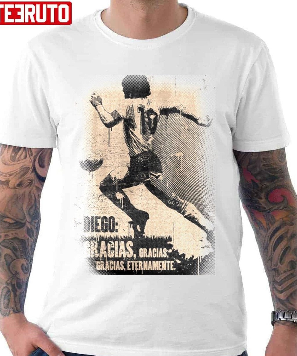 Rest In Peace Diego Distressed Design Diego Maradona Football Unisex T-Shirt