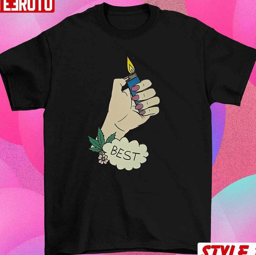 Best Buds Couple Matching Valentine Weed Lover Marijuana Joint Lighter T-Shirt