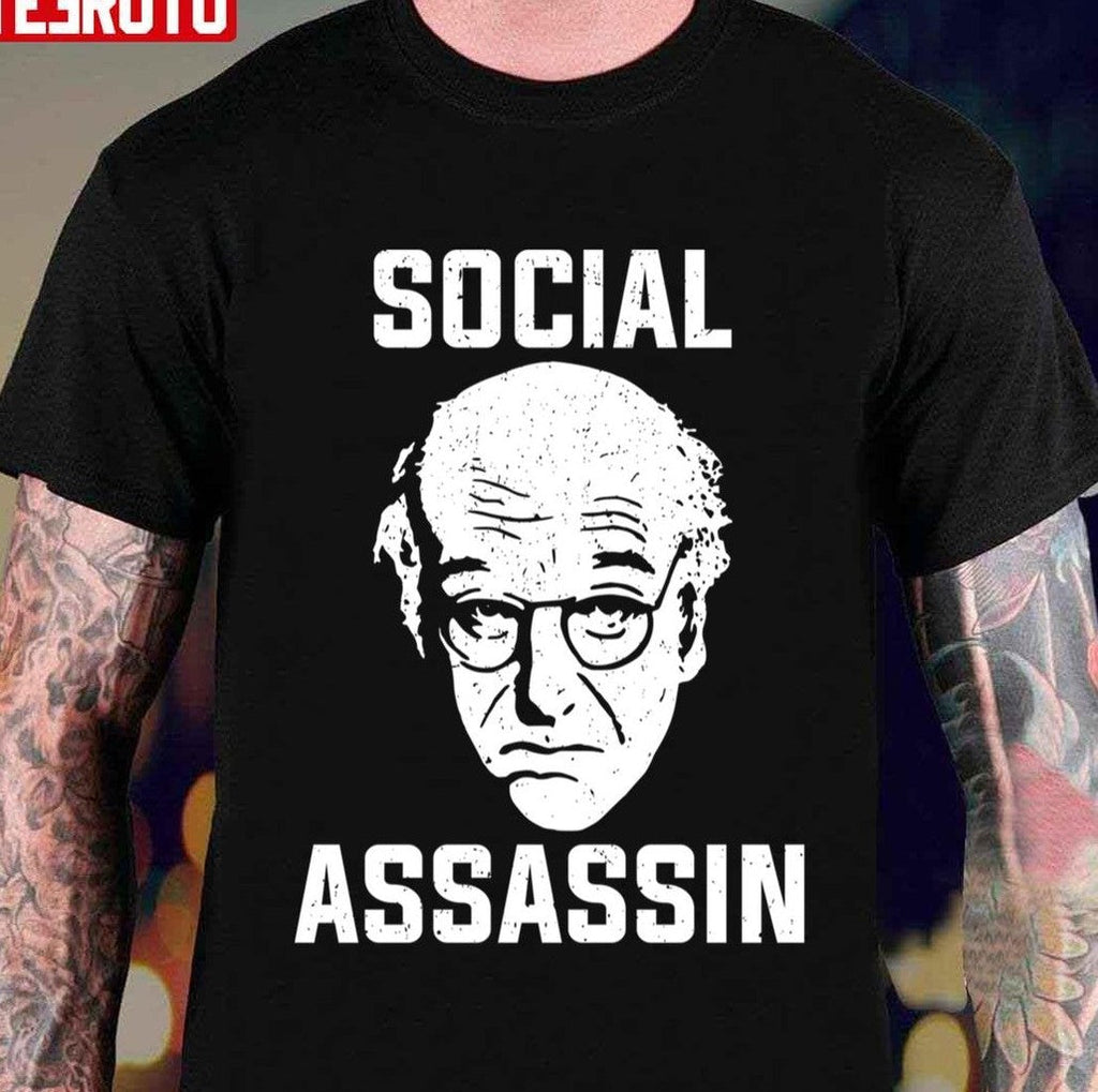 Social Assassin Larry David White Portrait Unisex Hoodie