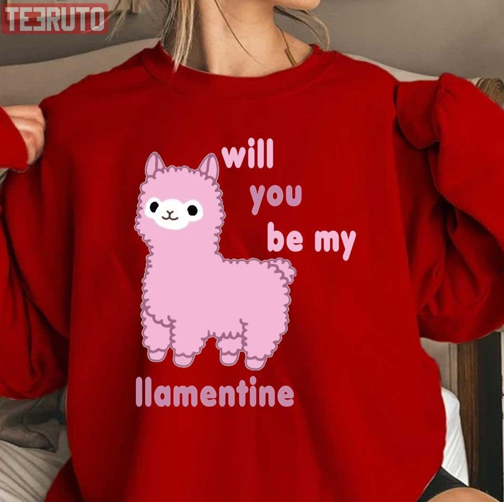 Pink Lalma Valentine Will You Be My Llamentine 2022 Unisex Sweatshirt