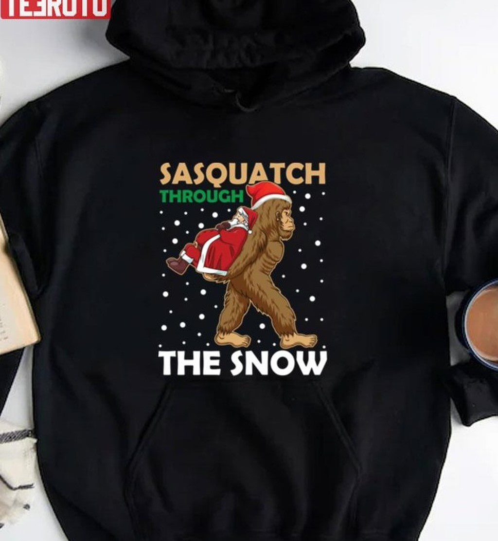 Sasquatch Through The Snow Funny Santa Abduction Unisex Sweatshirt