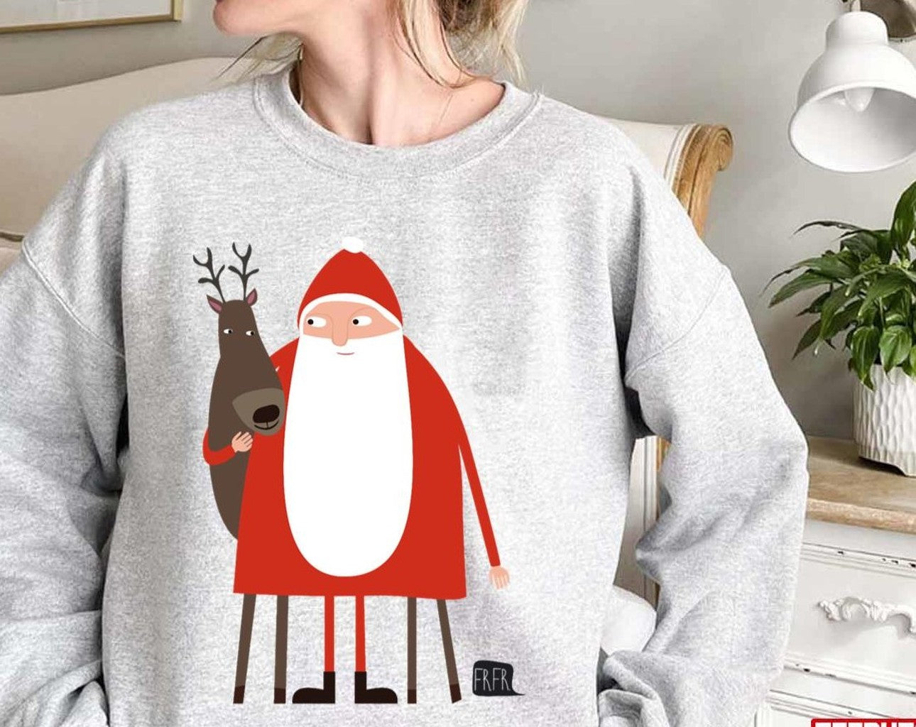 Santa And His Reindeer Weihnachtsmann Mit Rentier 2023 Sweatshirt