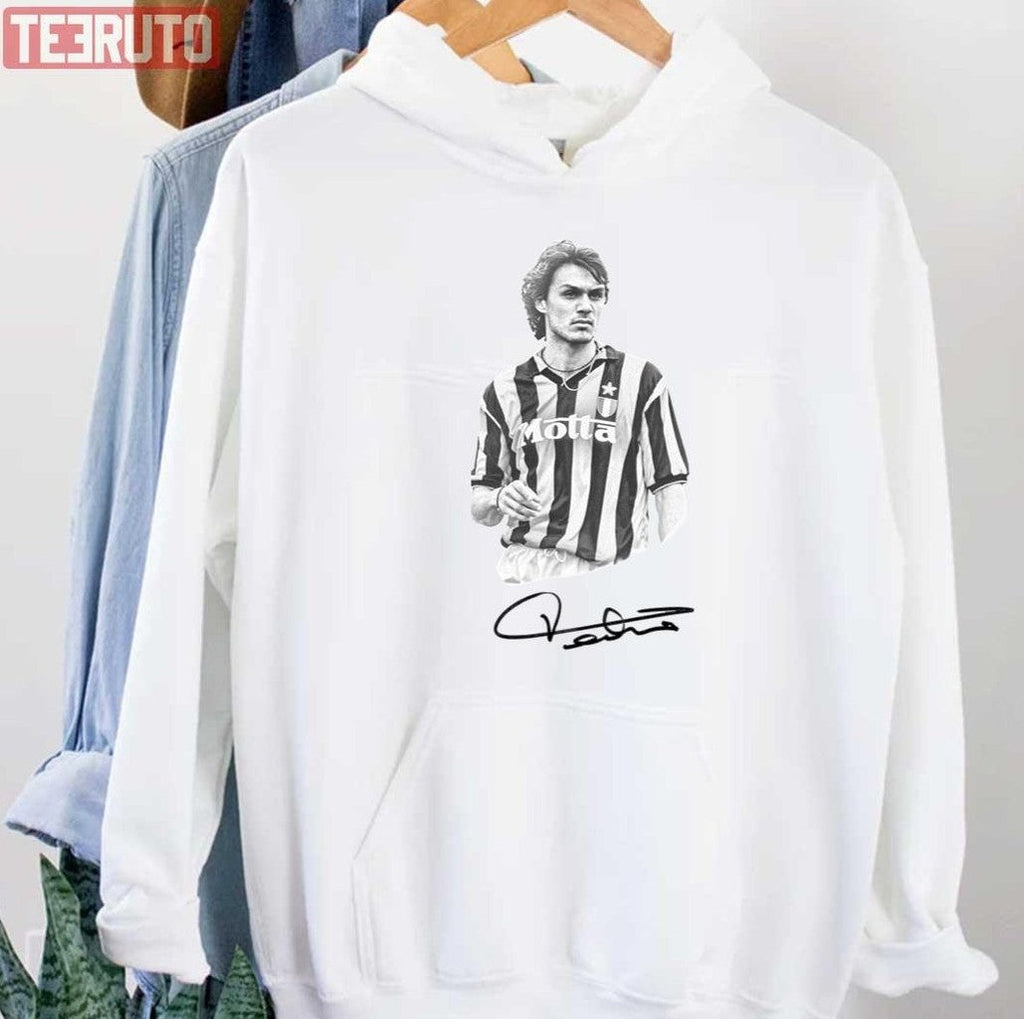 Paolo Maldini In Black &amp; White With Signature Unisex T-Shirt