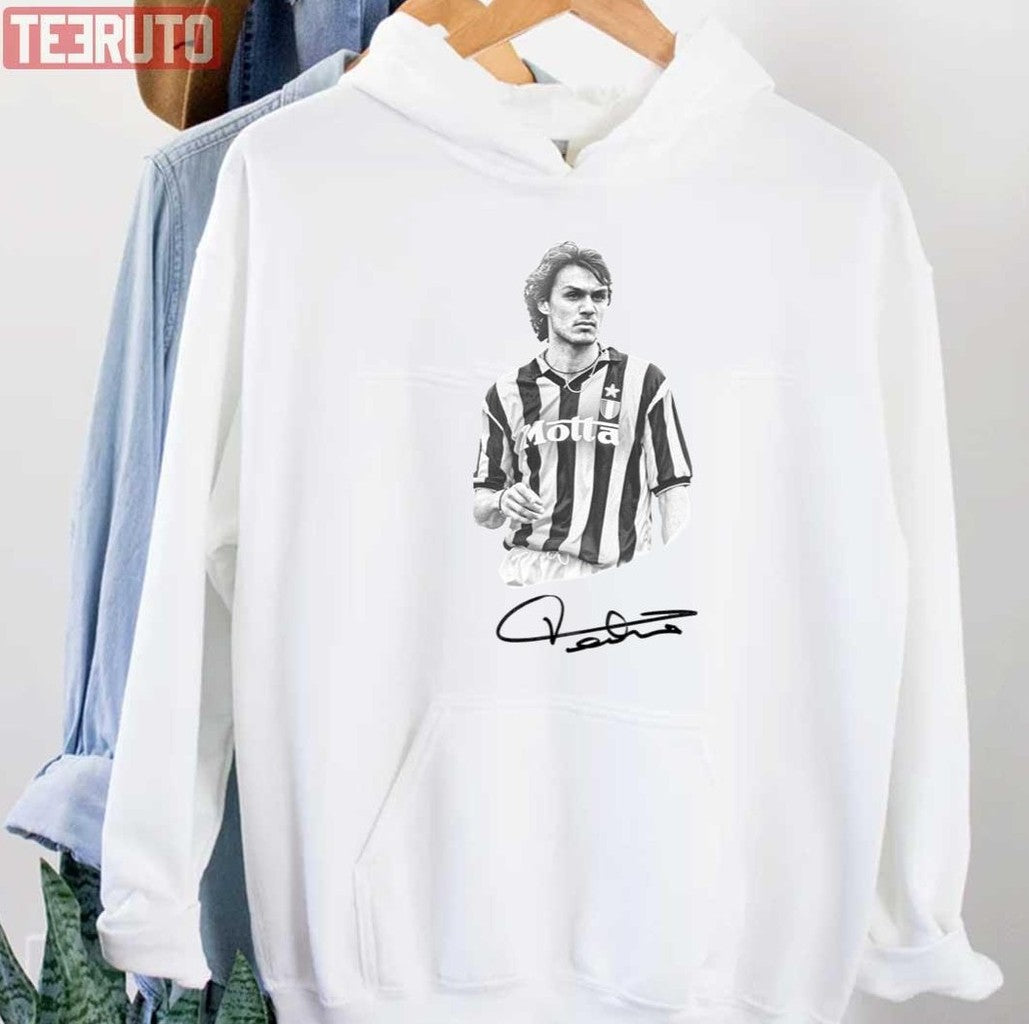 Paolo Maldini In Black &amp; White With Signature Unisex T-Shirt