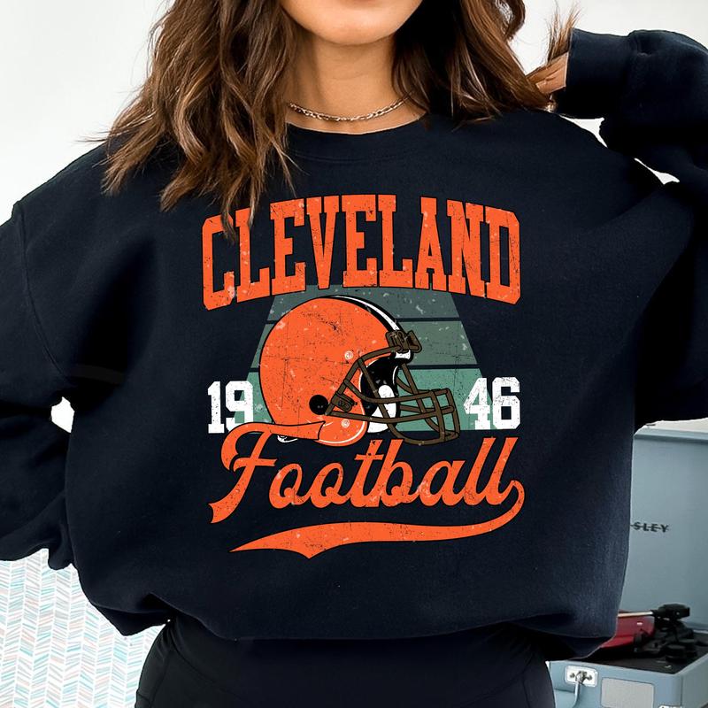 Cleveland Vintage Football Crewneck Sweatshirt, Classic Football Gift for Sports Fans, Unisex Wear, Vintage Collection, Comfort Pullover