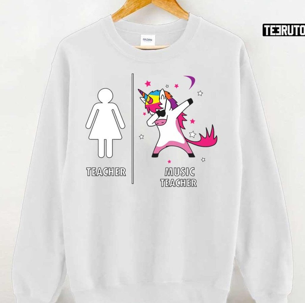 Music Teacher Unicorn Dabbing Funny Unisex T-Shirt