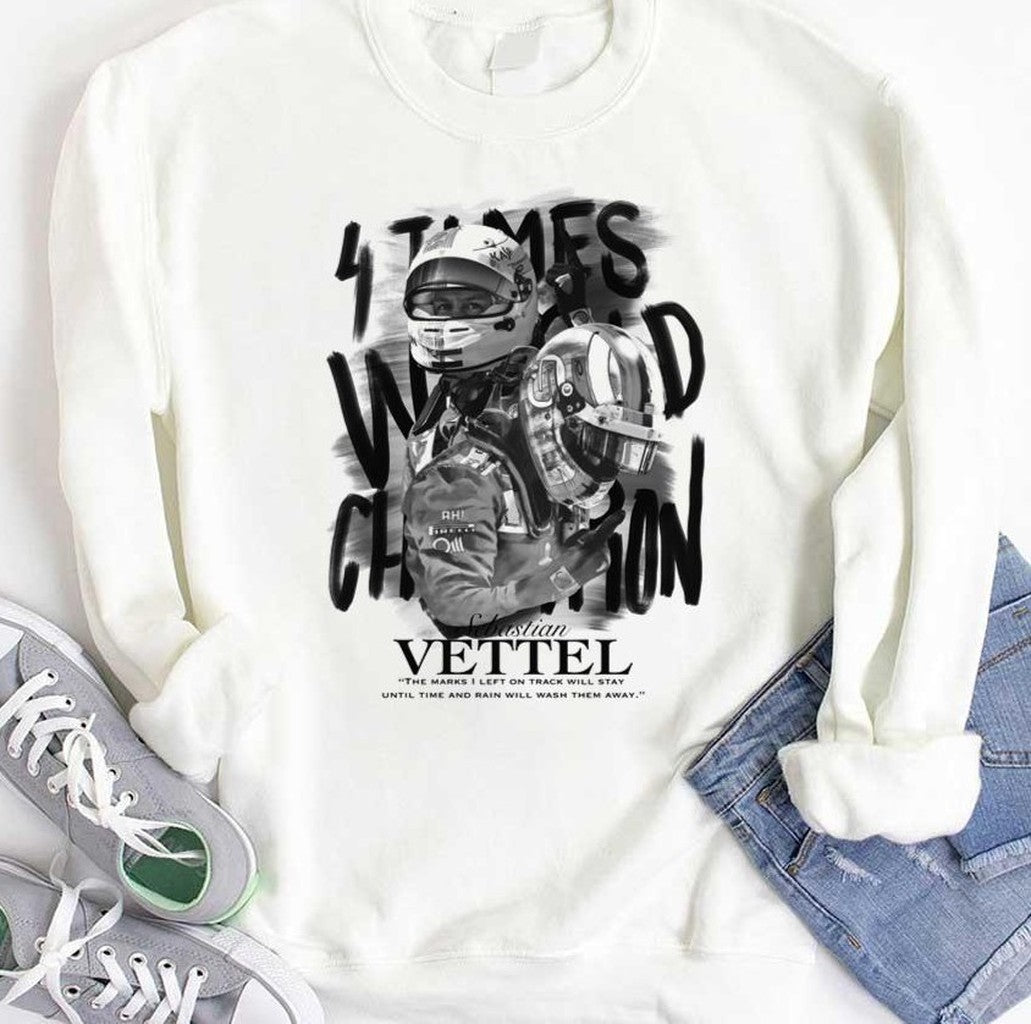 Black And White Design Sebastian Vettel F1 Racing Unisex Hoodie