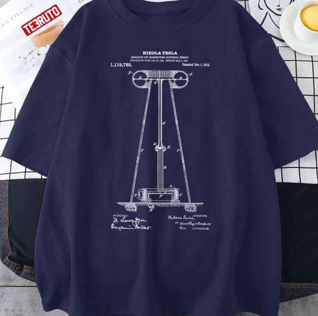 Tesla Coil Patent White Nikola Tesla Unisex Sweatshirt