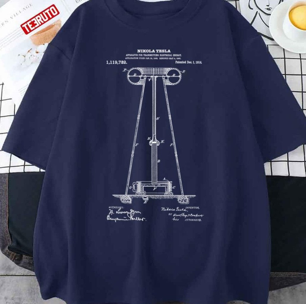 Tesla Coil Patent White Nikola Tesla Unisex Sweatshirt