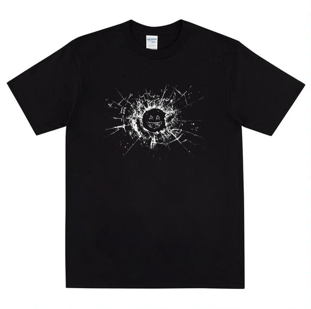 The Broken Glass Black Mirror Smiley Unisex T-Shirt