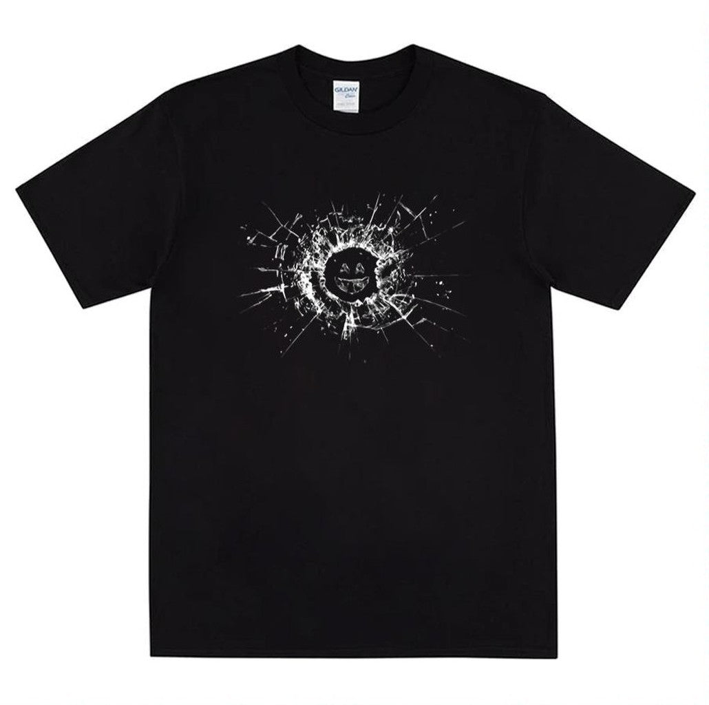 The Broken Glass Black Mirror Smiley Unisex T-Shirt