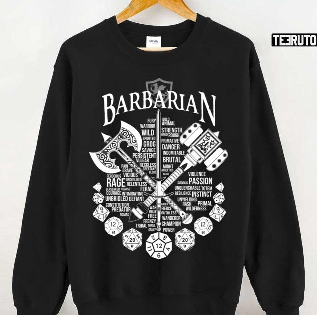 Rpg Class Series Barbarian White Version Active Unisex Sweatshirt
