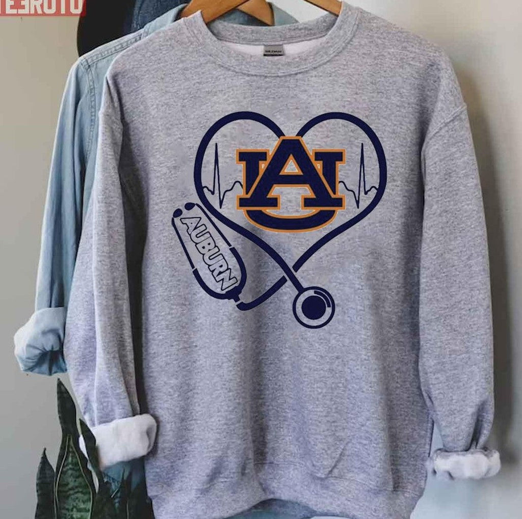 Nurse Love Auburn Tigers Heartbeat Unisex Hoodie