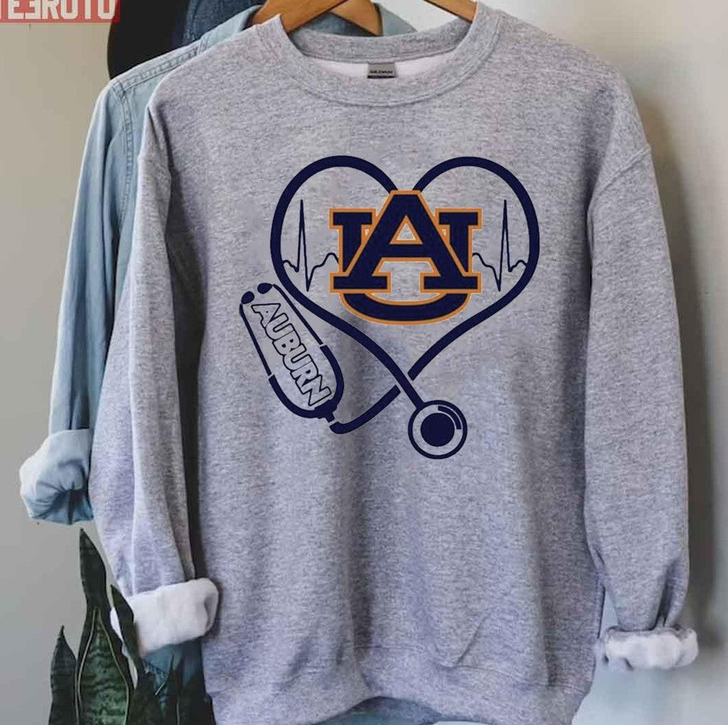 Nurse Love Auburn Tigers Heartbeat Unisex Hoodie