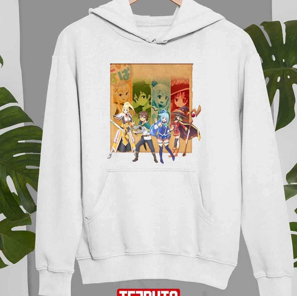 The Four Main Characters Of Konosuba Anime Unisex T-shirt