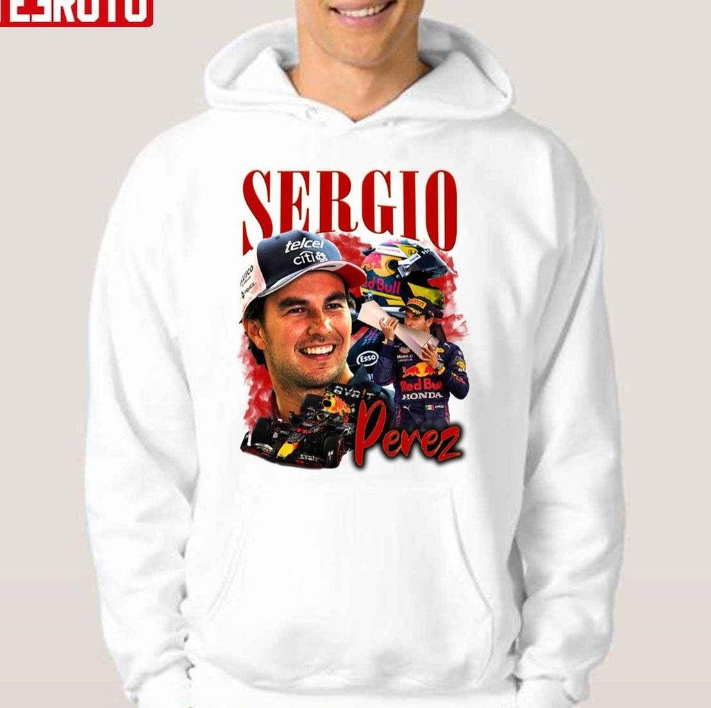 Sergio Perez Vintage Car Racing Collage Unisex Hoodie