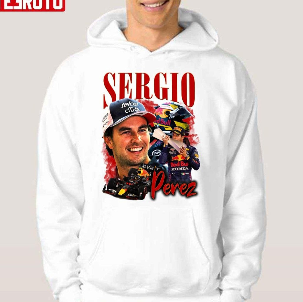 Sergio Perez Vintage Car Racing Collage Unisex Hoodie