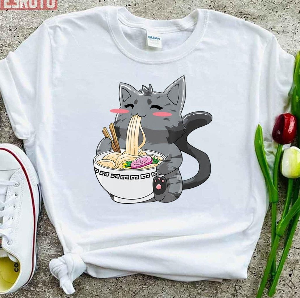 Anime Ramen Cat Kawaii Neko Japanese Noodle Unisex T-Shirt