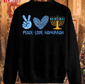 Peace Love Hanukkah Leopard Hanukkah Menorah Jewish Unisex Sweatshirt