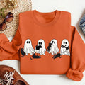 Сute Ghost Black Cat Shirt - Sweatshirt - Hoodie, Ghost Black Cat Shirt, Black Cat Halloween Shirt, Cat Lovers Shirt, Cat Halloween Shirt, Halloween C