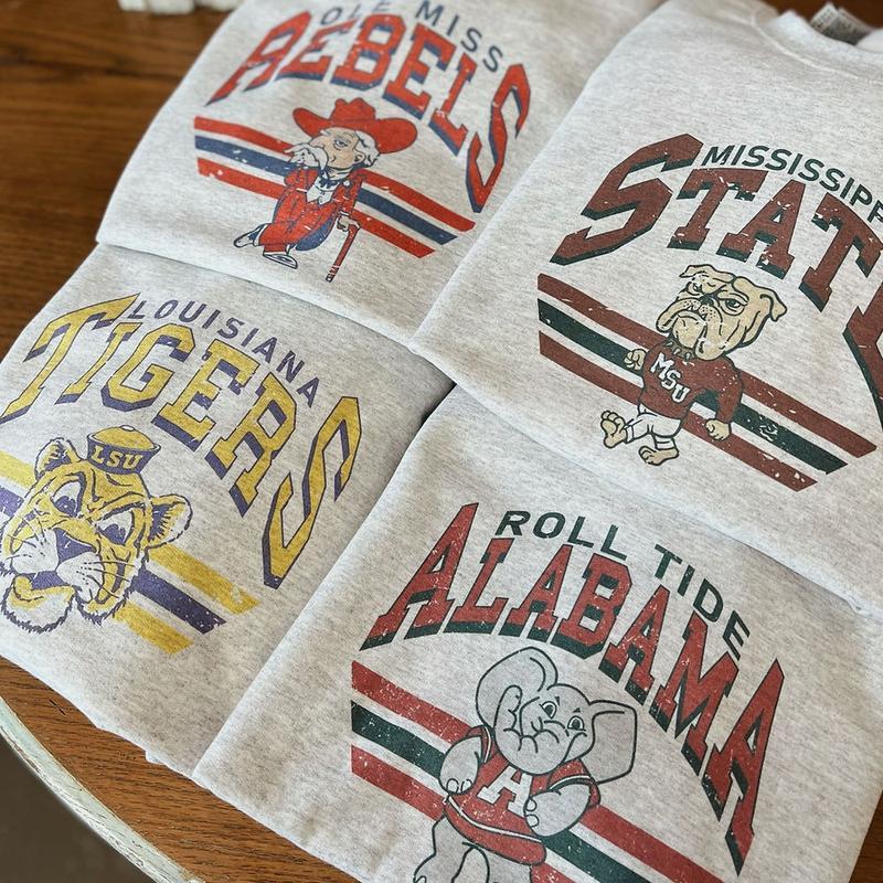 Vintage Football All Teams NCAA All Color College Sweatshirt, Sport Graphic Sweatshirt For Fans, Retro Sport Sweater For Men And Women
