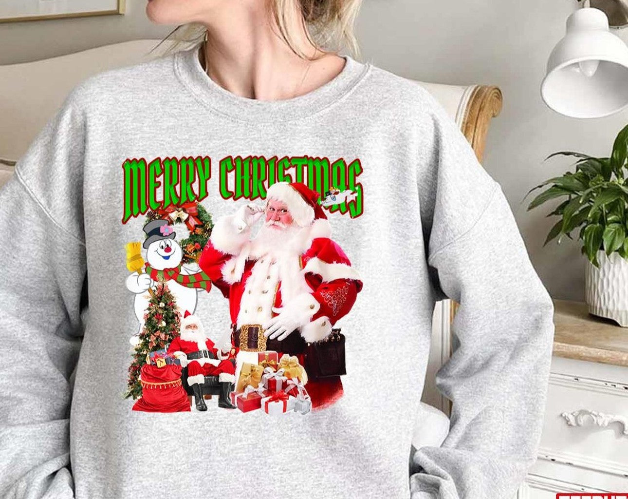 Santa Merry Christmas 90s Bootleg Unisex Sweatshirt