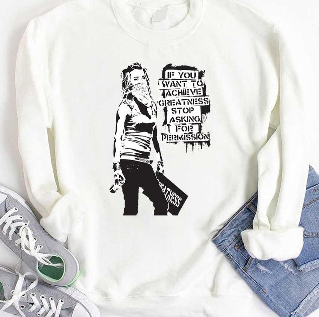Banksy Graffiti Achieve Greatness Stop Asking For Permission Unisex T-Shirt