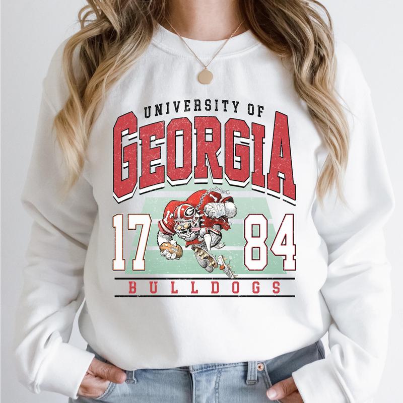 Georgia Bulldogs Vintage NCAA College Sweatshirt, Classic Sport Style Gift, Football Fans, University Cotton Pullover, Vintage Sweatshirt, Sport