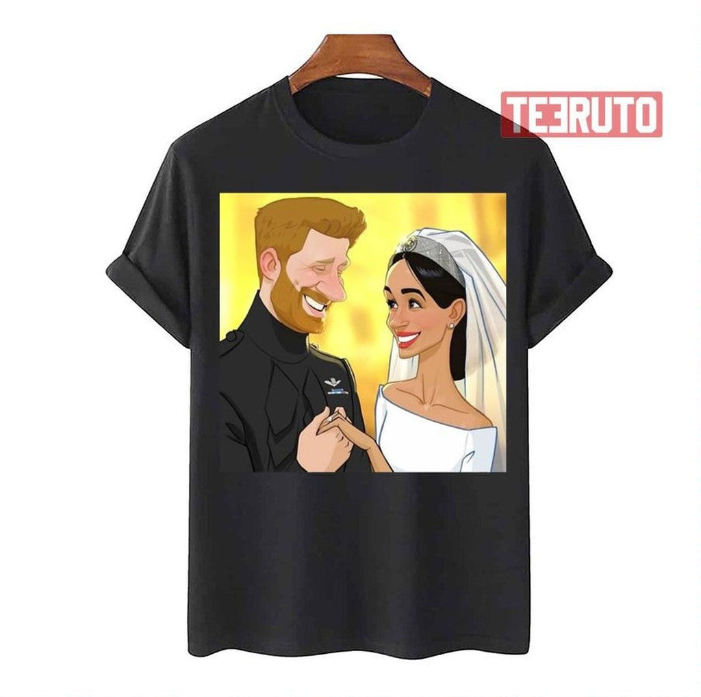 Retro Meghan And Harry Cartoon Art Unisex T-Shirt