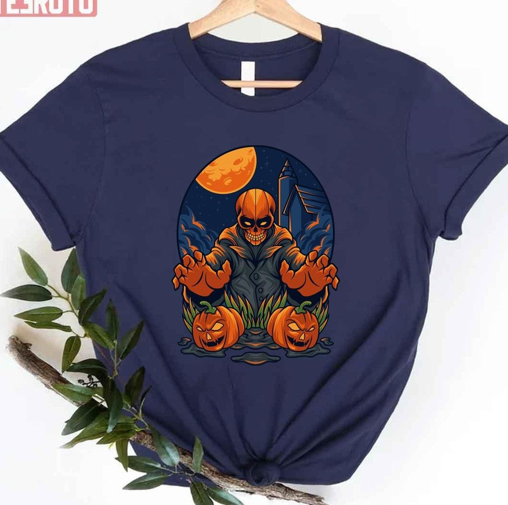 Pumpkin Skull Halloween Vintage Art Unisex T-Shirt