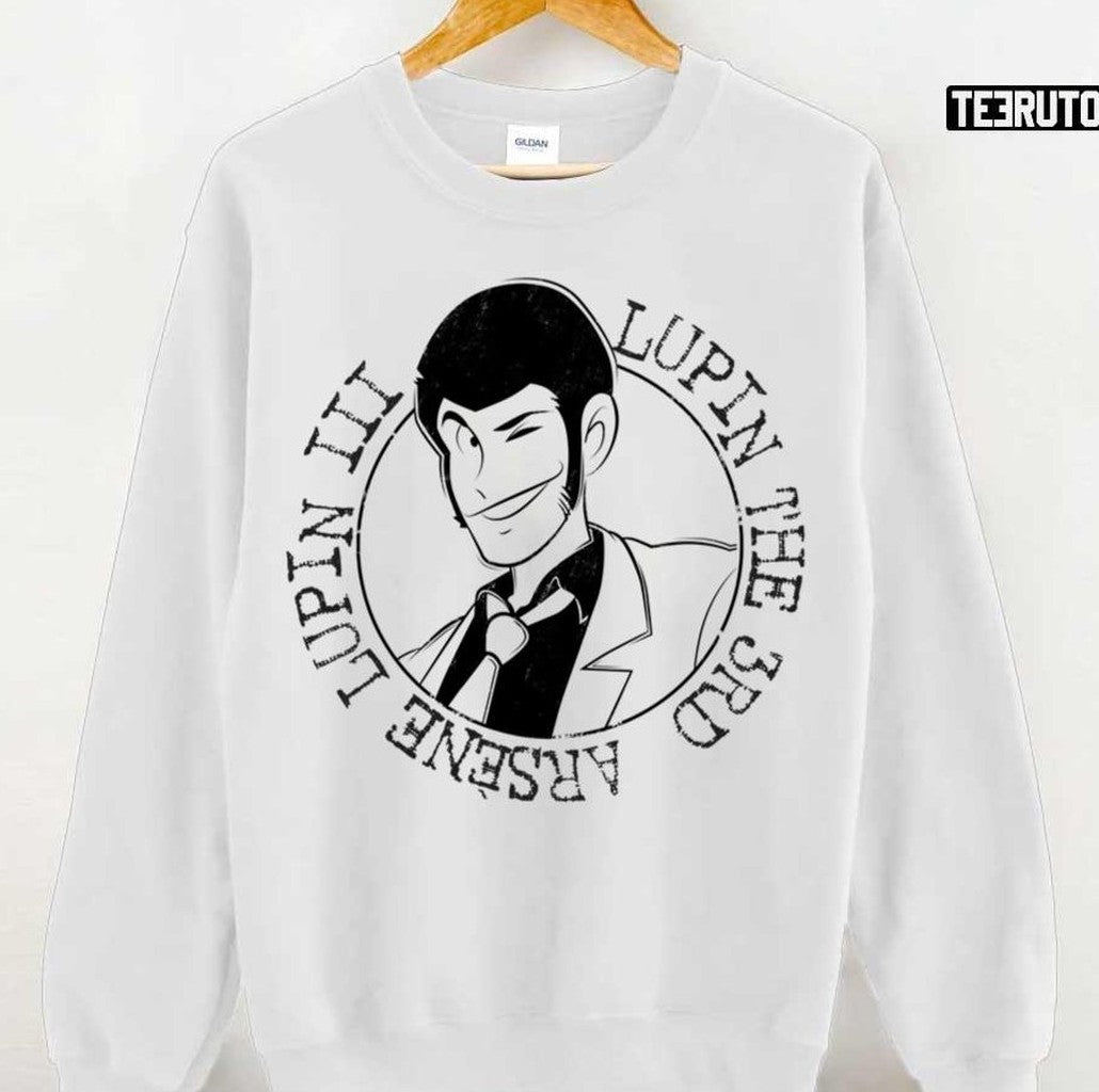 Black And White Design Lupin Stamp Lupin Cartoon Unisex T-Shirt