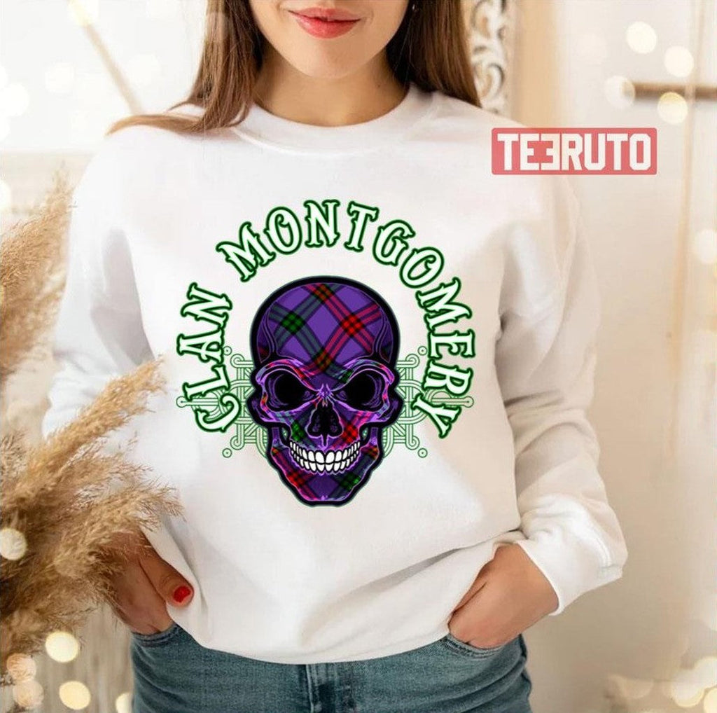 Scottish Clan Montgomery Tartan Celtic Skull Unisex T-Shirt
