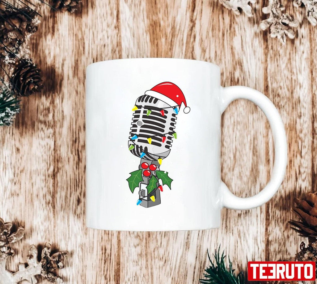 Singer Mic Microphone Christmas Tree Funny Unisex Sweatshirt