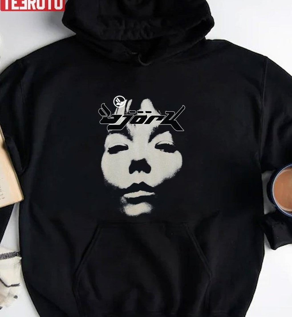 Bjork Homogenic Vintage Face Logo Black White Unisex T-shirt