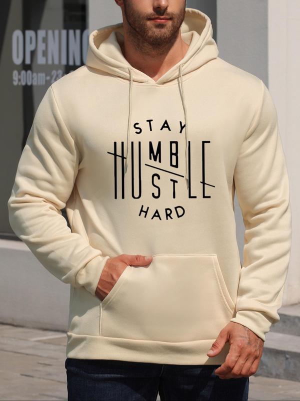 Unisex Men's Essentials Hoodie, Casual Letter Print Sweatshirt, Long Sleeve Pocket Comfortable Hoodies for Fall & Winter Daily Men's WearÂ 