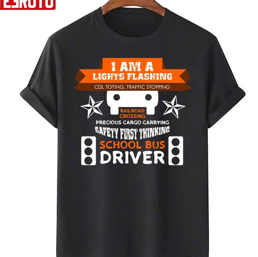 Railroad Crossing Safety First School Bus Drivers Unisex T-Shirt